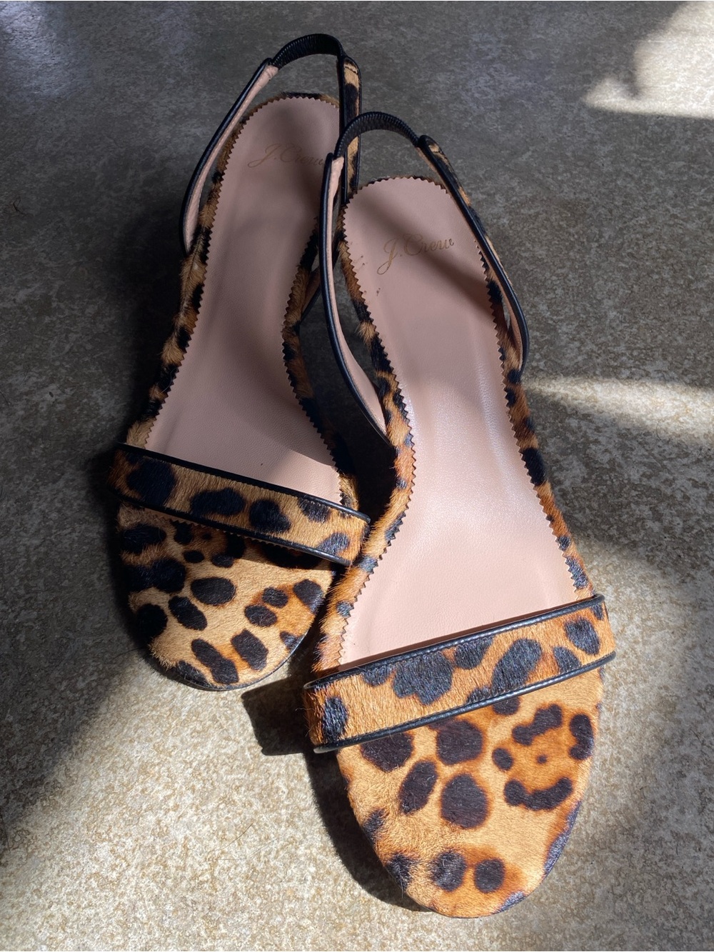 J. Crew Leopard Print Slingback Kitten Heel Sandals